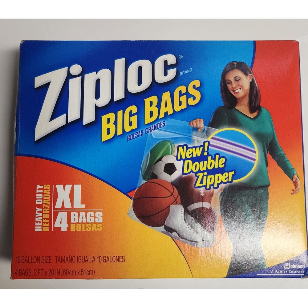 Ziploc Big Bags Heavy Duty Storage XL 4 Bags Discontinued New w/zipper
